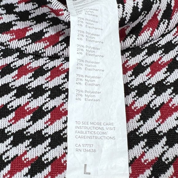 Fabletics Shirt Womens Large Houndstooth Seamless Crop Top Long Sleeve Mock Neck - Picture 9 of 10